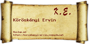 Köröskényi Ervin névjegykártya